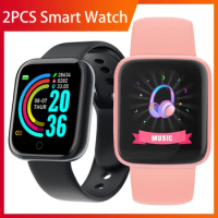 2PCS Smart Watch for Women Men Kids Fitness Tracker with Blood Pressure Measurement Remote Control Camera Sport Watches Relogio