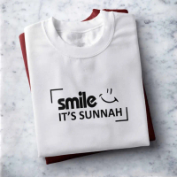 Baju kaos muslim pria dewasa Smile senyum Sunnah putih lengan pendek Sablon Printing Soft Cotton ata