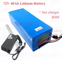 Li-Ion Ebike Battery Pack 72V 40Ah Lithium Battery Pack for 72V 3000W 5000W 7000W in GA PF 18650 Cells NMC + 84v 10A Charger