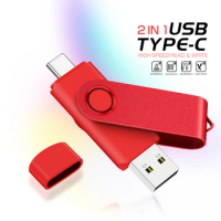 TYPE-C USB Flash Drive 128GB 2 in 1 Red Memory Stick 32GB Rotatable Pen Drive 64GB Pendrive for Mobile Phone 16GB U Disk 8GB