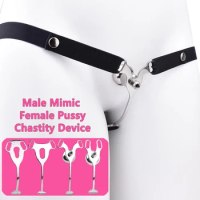 BDSM Sissy Slave Inverted Male Chastity Cage&amp;Elastic Belt 정조대 Negative Cock Cages Chastity Belt Solid Metal Penis Rings Sex Toys
