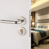 Mechanical Lockset Stainless Steel Indoor Wooden Door Bedroom Toilet Door Lock