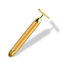 Portable Energy Electric Beauty Bar Waterproof 24K Gold Pulse Firming Massager Roller Facial Eye Pouch Remover Face Care Tool