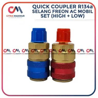 Quick Coupler R134a Selang Freon AC Mobil Set High Low Nepel Kran isi Refrigrant Kulkas Freezer Temb
