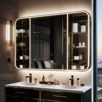 Modern Mirror Wash Basin Bathroom Cabinet Mdf Bathroom Vanity With Waterproof Mirror Cabinet