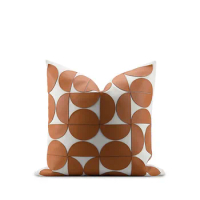 Modern Orange Gery Leather Patchwork Cushion Cover Set Decorative Geometric Throw Pillow Cover For Bedroom Sofa Seat Home Decor