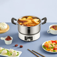 Food Warmer Hot Pot Electric Cooker Meat Noodle Stainless Steel Chinese Hot Pot Ramen Soup Vegetable Fondue Chinoise Cookware