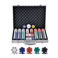 VEVOR Poker Chip Set 500-Piece Poker Set with Aluminum Carrying Case Gram Casino Chips Cards Buttons and Dices for Blackjack