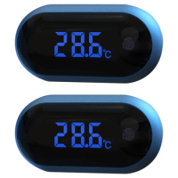 2 Pc Fish Tank Thermometer For Fish Turtle Tank Fish Amphibians Reptile, LED Touch And Sleep Mode