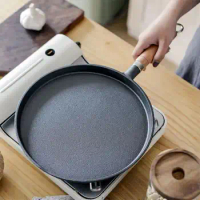 Cast Iron Frying Pan With Wooden Handle Non-Stick Iron Pan For Omelette Pan Uncoated Pan Gas Stove Electric Ceramic Stove