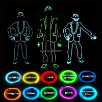 GZYUCHAO EL Neon Led Suit Hip-Hop Dance Costume EL Wire Light Up Costume Rave Flashing Suit For Christmas Halloween