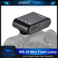 Andoer WS-25 Mini Digital Slave Flash Lamp Portable On-Camera Flash GN18 for Canon Nikon Pentax Sony a7 nex6 HX50 A99 Camera