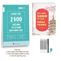Combo Sách Luyện Viết 2500 Chữ Hán Kèm Sách Giải Nghĩa 5000 Từ Vựng Tiếng Trung(có file nghe)