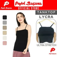 Pojok Busana Singlet Kemben Lycra Spandex - Kaos Daleman Wanita L LYCRA - HITAM