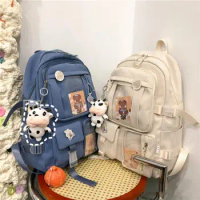 Teen Girls Backpack Adjustable Shoulder Straps School Bag Anti Theft Large Capacity Smooth Zipper Backpack with Cartoon Pendant