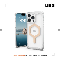 【UAG】iPhone 15 Pro Max 磁吸式耐衝擊保護殼-極透明（金圈）(吊繩殼 有效抵擋UV紫外線 支援MagSafe功能)