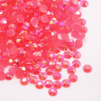 Hot pink AB Resin Jelly 14 facets 2,3,4,5,6mm Flatback Rhinestone Decorations for Phones Bags Shoes DIY Accessories
