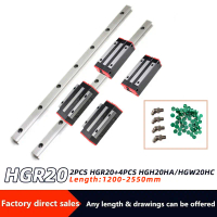 2Pcs Linear Rail Guide Hgr20 +4Pcs Hgh20Ha/Hgw20Ha Linear