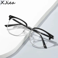 XJiea 2024 Photochromic Anti-blue Light Glasses Men Fashion Rectangle Semi Rimless Eyewear For Women Office Computer Goggle