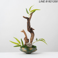 盆景 擺件 仿真綠植 公司裝飾 免運/開發票 新中式枯木樹枝干支仿古高級感花藝樣板間售樓處會所茶室書房擺件 快速出貨