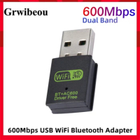 600Mbps USB WiFi Bluetooth 5.0 Adapter 2in1 Dongle Dual Band 2.4G 5GHz USB WiFi 5 Network Wireless Wlan Receiver Driver free