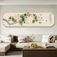 心經畫 心經掛畫 壁畫 裝飾畫牡丹裝飾畫八邊形現代畫中式客廳墻面臥室床頭花鳥植物中國風掛畫
