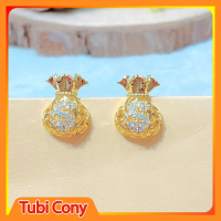 Bông Tai Nữ Túi Thần Tài 2 Kiểu Vàng 18k Đẹp Đính Đá Moissanite - Mang Y Vàng Thậ.t - Dễ Phối Thời T