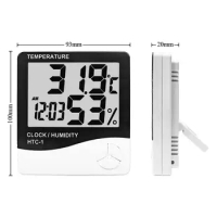 100Pcs LCD Electronic Digital Temperature Humidity Meter Indoor Multifunction Thermometer Hygrometer Weather Station Clock HTC-1
