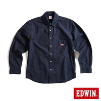 EDWIN 紅標長袖襯衫式外套-男款 丈青色 #暖身慶