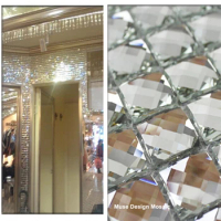 13 edges beveled Crystal Diamond Shining Mirror Glass Mosaic Tiles for showroom wall sticker KTV Display cabinet DIY decorate
