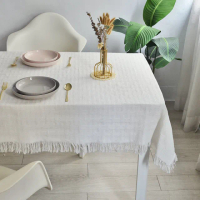 【Homely Zakka】法式奶油棉麻風桌巾130X180cm(餐桌布 圓形桌巾 桌墊 茶几布)
