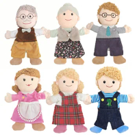 Family Soft Stuffed Toy Doll Cospaly Brother Sister Dad Mum Plush Doll Educational Baby Toys Kawaii Hand Finger Full Body Puppet