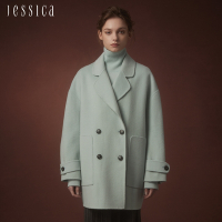 JESSICA - 柔美減齡百搭雙排釦寬鬆羊毛大衣外套J35C07