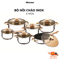 Bộ nồi chảo inox 304 cao cấp, 5 đáy liền nguyên khối Mitomo Kaisa Villa KV001 - Hàng chính hãng chao