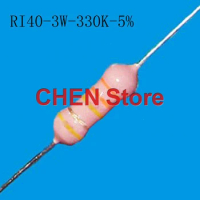 10PCS NEW high-voltage resistor RI40 3W 330K Ω glass glaze resistor color ring resistor RI40 3W 330K 5%