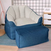 懶人沙發榻榻米【單人（深藍拼米色）+腳蹬】