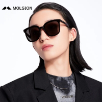 MOLSION 大方框偏光太陽眼鏡 摺疊鏡 肖戰同款/黑 灰偏光鏡片#MS5056 C10