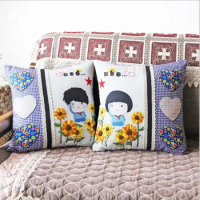 45X45cm So Young Ribbon embroidery kit pillow cover set handcraft DIY handmade needlework art home decor