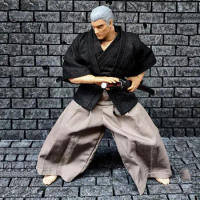 1/12 Scale Japanese Manga Ronin Samurai Clothes Suit Short Robe and Pants Set for 6inch Action Figure MEZCO VT GW Strong Body