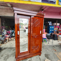 lemari sliding pakaian jati 2 pintu minimalis