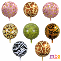 4D Orbz Animals Prints Foil Balloons 22 inch Safari Theme Party
