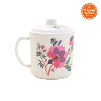Gelas Mug Twilite + Tutup 600 Ml Putih Motif Bunga
