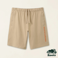 【Roots】Roots男裝-舒適生活系列 撞色文字重磅棉短褲(淺咖啡褐色)