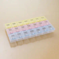 2pcs21GridClaer Plastic Pill Box 7Days Weekly Tablet Plastic Pill Box Holder Medicine Storage Organizer Case Container Splitter