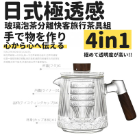 【TEA Dream】日式透感玻璃泡茶分離快客旅行茶具組/露營茶具組/登山茶具組