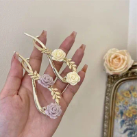 The New grace multiple colour Rose Hair Clip Clips For Women Headwear Claw Clip ins One Word Clip hair accessories Decorate