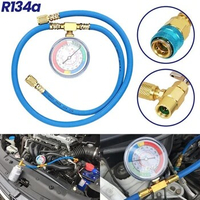 Car A/C Air Conditioning R134A Recharge Hose With Pressure Gauge R134A R12 R22Gas Air Conditioning Refill Gas Open Valve