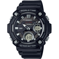 CASIO 卡西歐 10年電力 冒險精神 計時雙顯錶 送禮推薦-黑 AEQ-120W-1AV