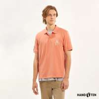 【Hang Ten】男裝-HGTN刺繡短袖POLO衫(橘粉)
