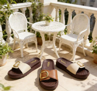 Sandal Wanita Buckle Premium Sol Tebal|Sandal Wanita Elegan Mewah Buckle Emas Sol Tebal Anti Slip - 